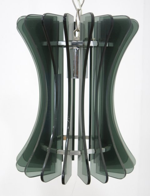 Veca Murano Smashed Glass Pendant Lamp: Waisted body. Approx. 12 1/2" H.