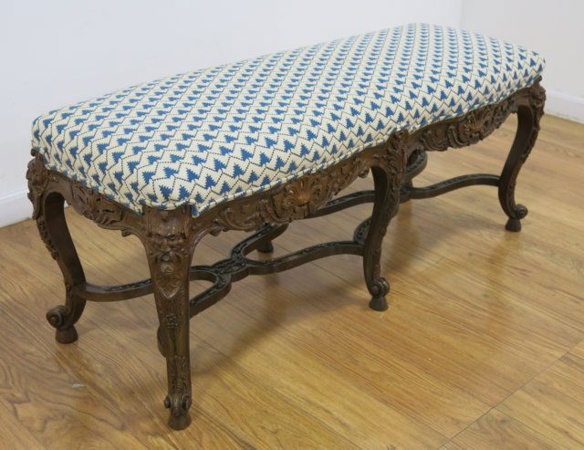 Italian Style Carved Walnut Bench (1 of 3)