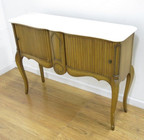 Country French Marble Top Server w. Tambour Doors (1 of 2)
