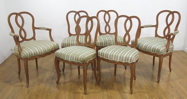 Set 6 French Style Pretzel Back Dining Room Chairs (1 of 3)