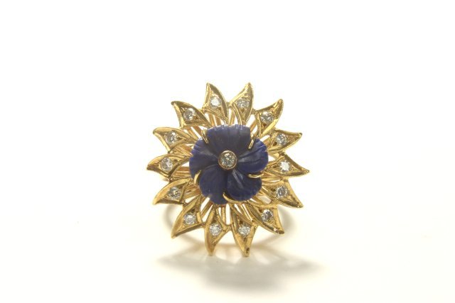 18K Yellow Gold, Lapis, & Diamond Ring (1 of 3)