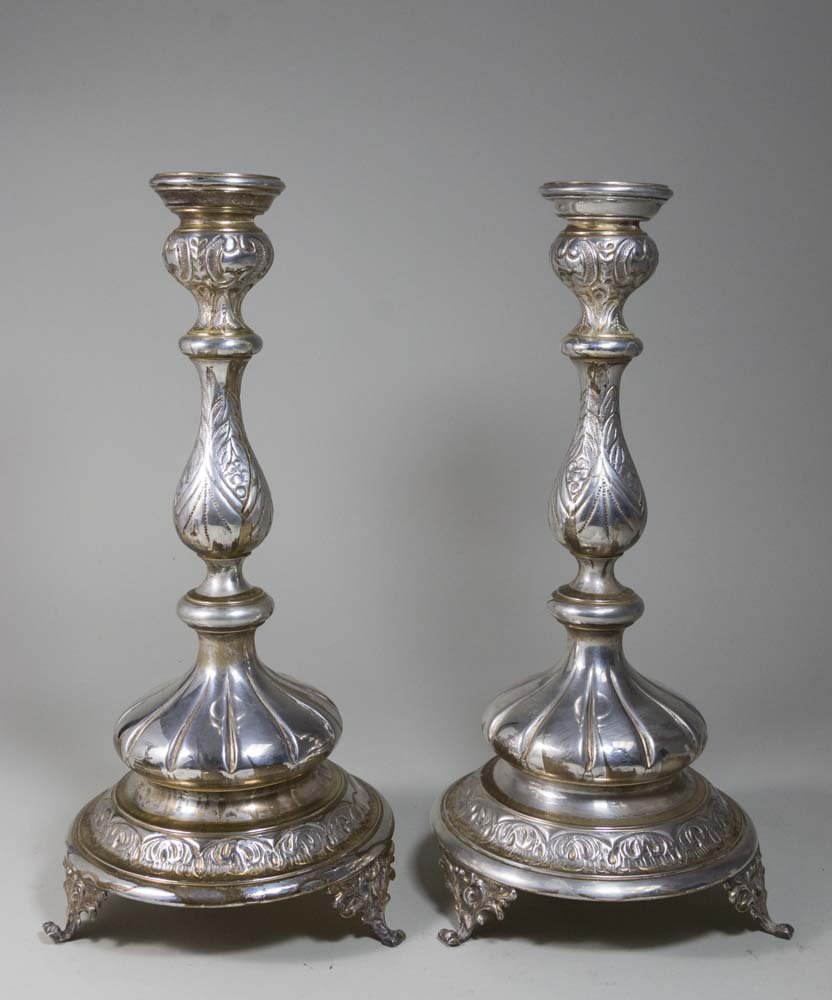 Pair Sterling Silver Candlesticks (1 of 2)