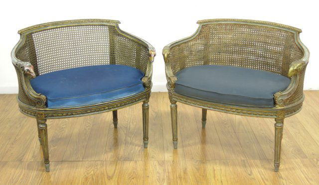 Pair Louis XVI Style Loveseats (1 of 4)