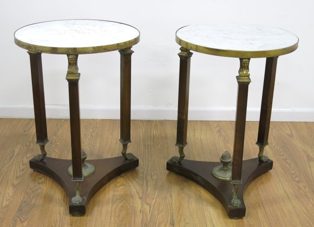 Pr Empire Style Bronze Mounted Figural Gueridon Tables (1 of 3)