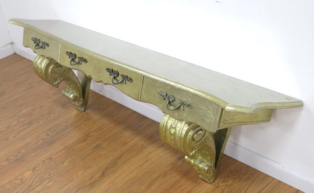 Gold Leafed 3 Drawer Wood Console Wall Mount (1 of 3)