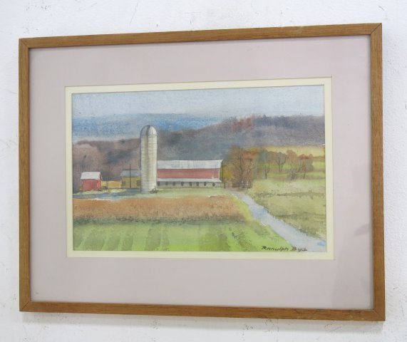 Ranulph Bye, A.N.A., A.W.S., Hunterdon Farmscape: Watercolor. Dated Nov. 23, 1979. Approx. 13" H x 17" W sight, 14" H x 18 1/4" W framed.