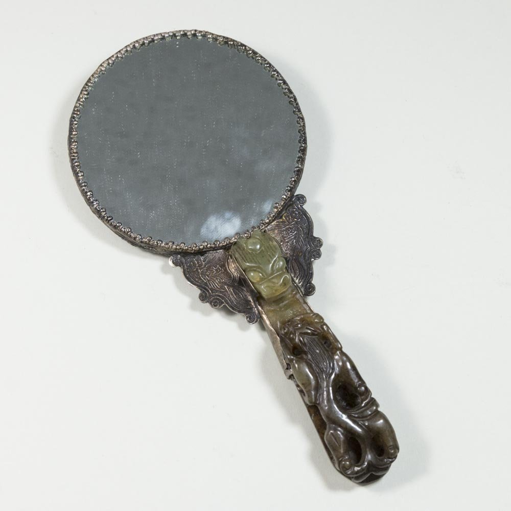 Chinese Hand Mirror with Carved Jade Handle (1 of 3)