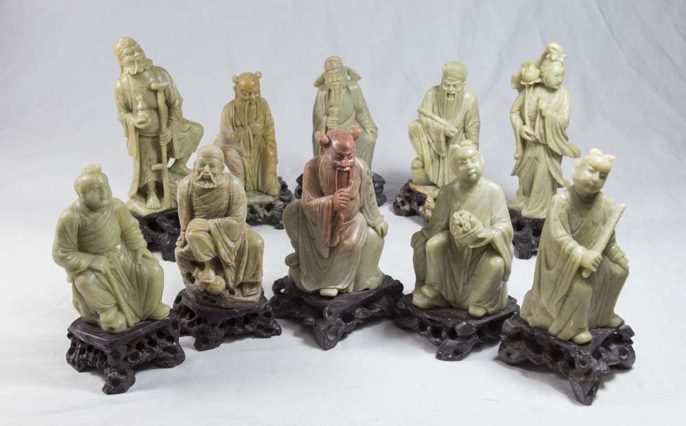 10 Carved Soapstone Figures of Wiseman w/ 1 Woman (1 of 5)