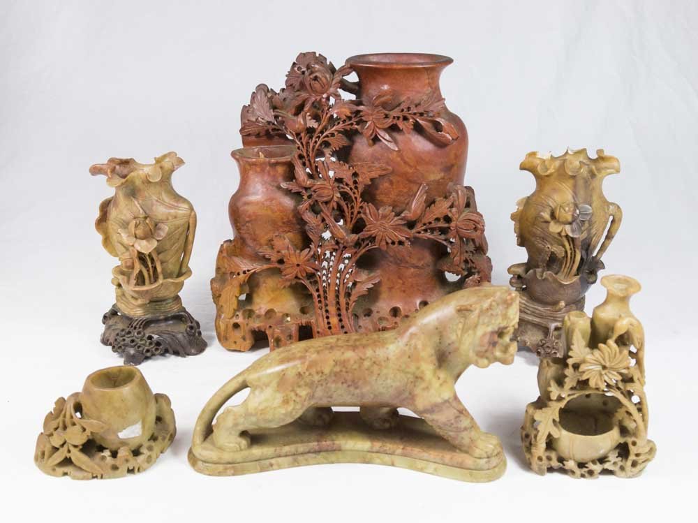 6 Carved Soapstone Pieces (1 of 6)