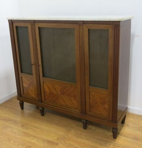 French Louis XVI Style Walnut 3-Door Cabinet (1 of 3)