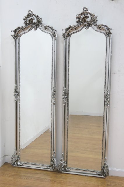 Pair Silver Leaf Beveled Mirrors (1 of 3)