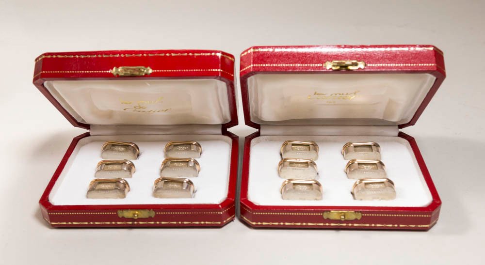 Set 12 Cartier Sterling Silver Place Card Holders (1 of 4)