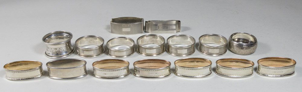 16 Assorted Sterling Silver Napkin Rings (1 of 6)