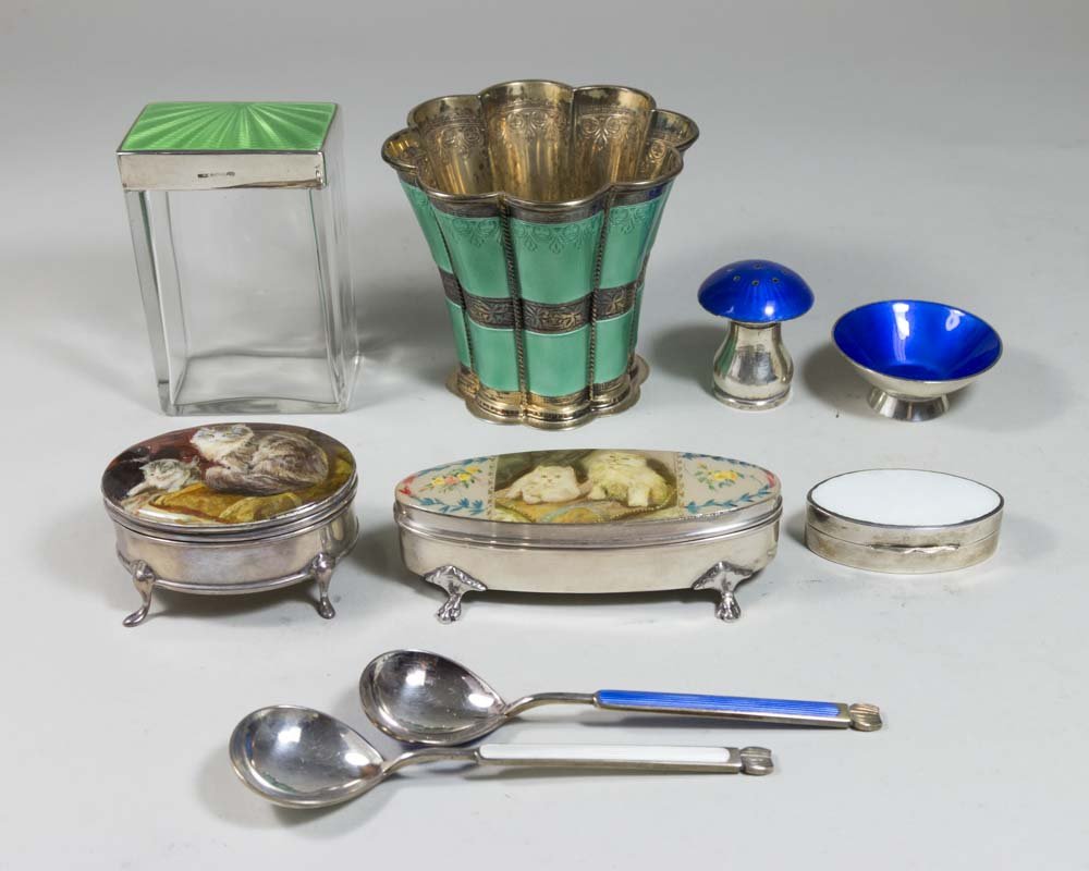 9 Various Enameled Sterling Silver Pieces (1 of 7)