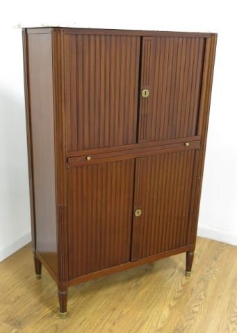 Mahogany Marble Top Cabinet with Tambour Doors (1 of 5)