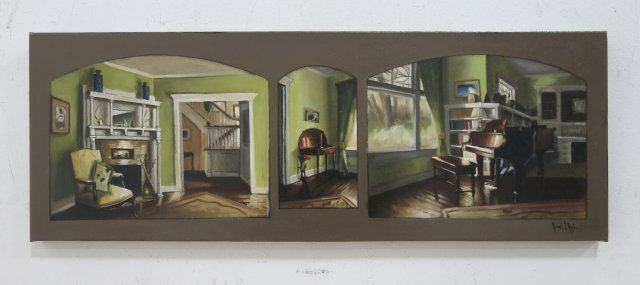 Michael J. Ruple Triptych Painting, The Piano Room (1 of 2)