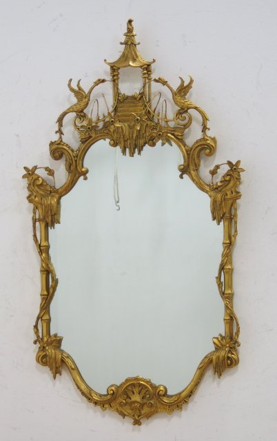 Chippendale Style Giltwood & Gesso Mirror (1 of 2)