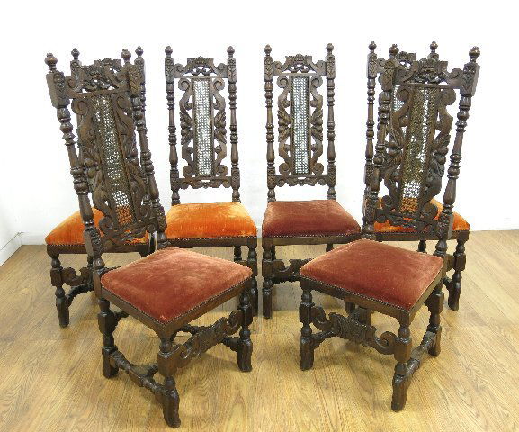 Set of 6 English Baroque Style Walnut Side Chairs (1 of 3)