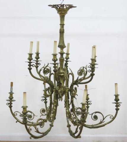 12 Light Victorian Brass Chandelier (1 of 2)