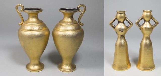 Pr Greek Silver Vases & Pr Figural Candleholders (1 of 5)