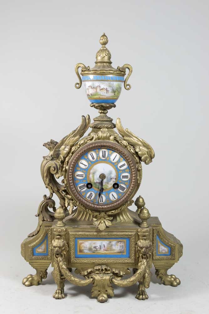 Late 19th C French Bronze & Sevres Clock (1 of 5)