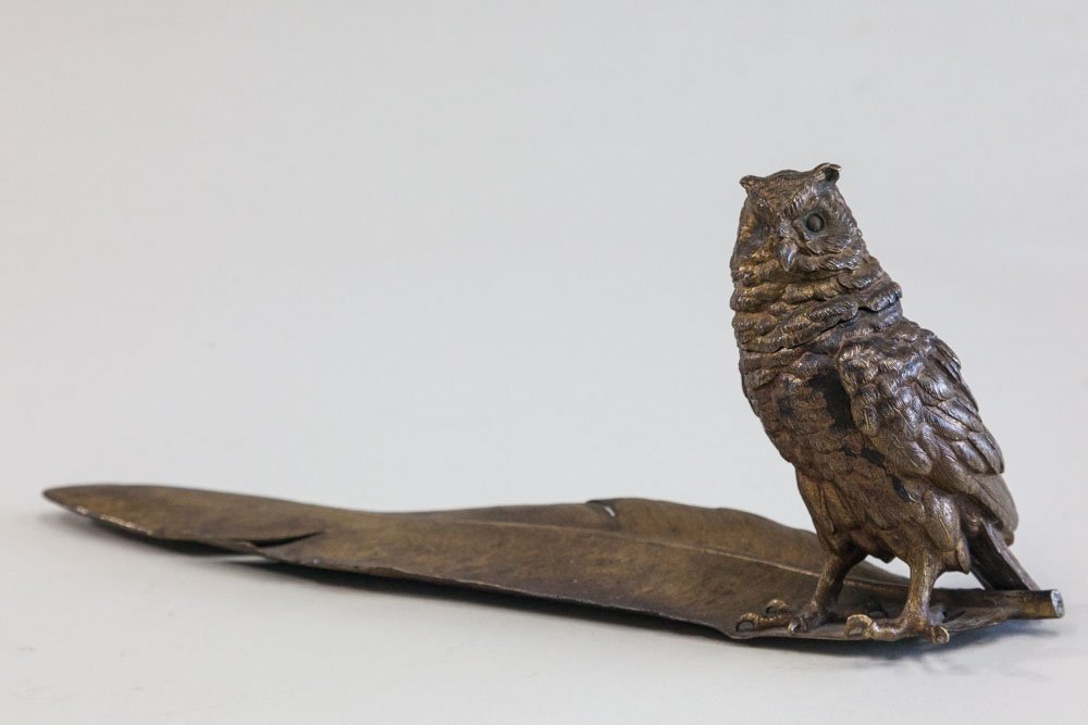 Bergman Bronze Austrian Gilt Inkwell Pen Tray (1 of 4)