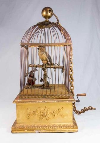 French Giltwood & Brass Double Bird Automaton (1 of 5)