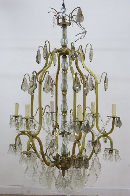 12-Light Bronze & Crystal Chandelier (1 of 2)