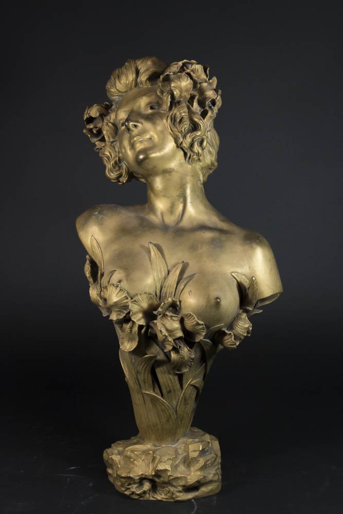 Louis Chalon, Bronze Sculpture Bust of a Lady (1 of 4)