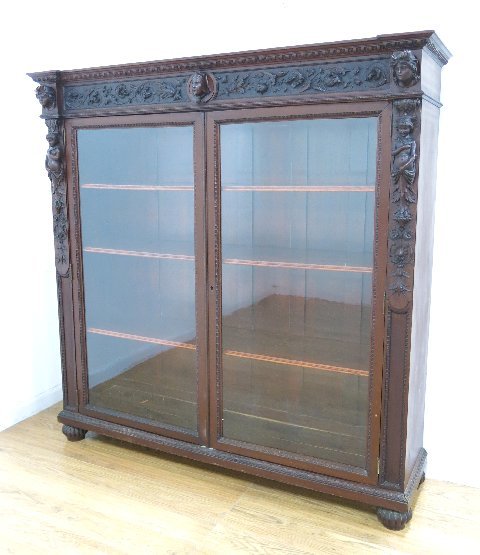 American 19th Century Figural Mahogany Bookcase (1 of 4)
