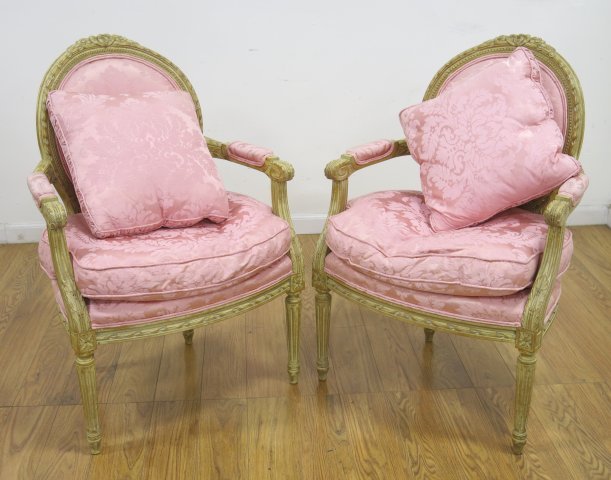 Pair French Style Armchairs (1 of 3)