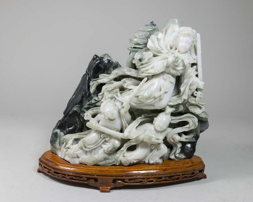 Stone Asian Grouping on Wood Base (1 of 2)