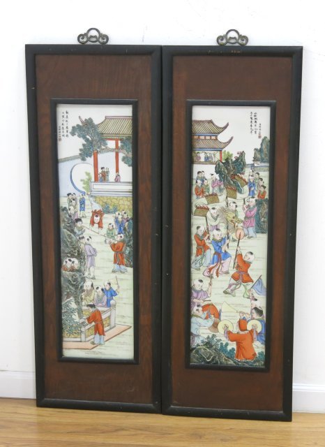 Pair Chinese Porcelain Tiles (1 of 5)