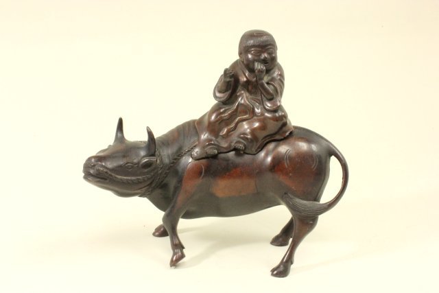 Small Bronze Chinese Sculpture of Man on Bull (1 of 5)