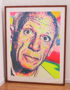 Richard Bernstein, "Picasso Pixel": Lithograph. Signed, titled, and numbered 152/200 in pencil. Dated 1992. Damages to bottom.