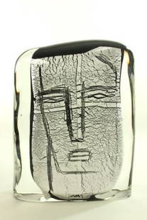 Luigi Benzoni, Glass Sculpture "Beatus Vir": Signed and dated lower right Luigi Benzoni 2006 in silver leaf on black. Luigi Benzoni, Italian (born 1956). Approx. 13" H x 10 1/2" W. (4126)