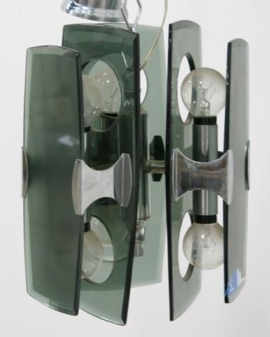 Veca Murano Smoked Glass Pendant Chandelier: Approx. 10 3/4" H.