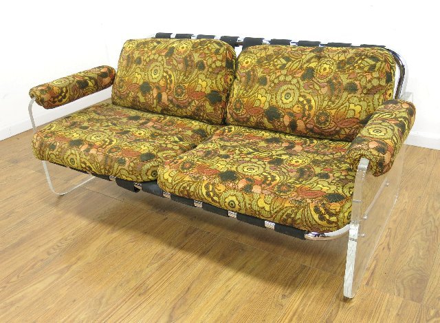 Pace Lucite & Chrome Sofa: Circa 1970.