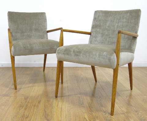 Pair T.H. Robsjohn-Gibbings Fruitwood Armchairs (1 of 4)