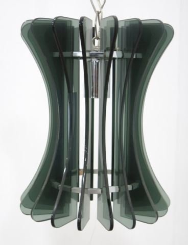 Veca Murano Smoked Glass Pendant Lamp: Waisted body. Approx. 12 1/2" H.