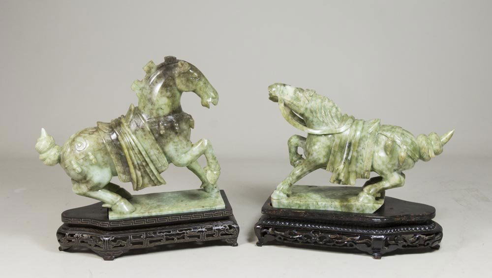 Pair Jade Horses on Wood Stands (1 of 5)