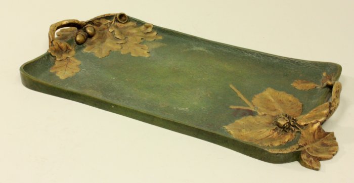 French Art Nouveau Bronze Cold Painted Tray (1 of 5)