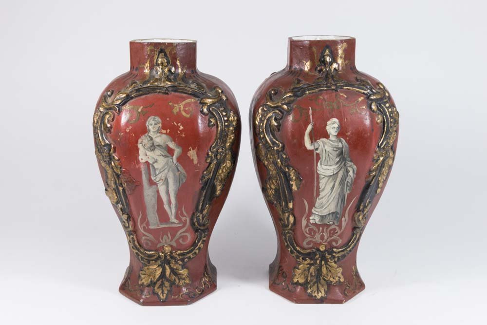 Pair Handpainted Antique Vases (1 of 4)