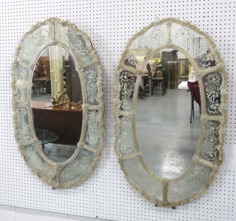 Pair of Venetian Oval Shaped Mirrors (1 of 4)