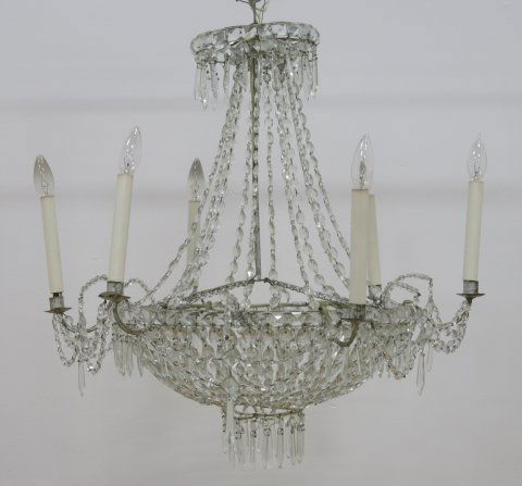 Italian Neoclassic Style 6-Arm Crystal Chandelier (1 of 4)