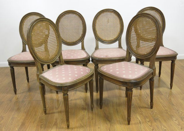 Set of 6 Louis XVI Style Cane Back Side Chairs (1 of 4)