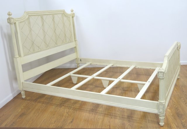 Louis XVI Style White Painted Caned Double Bed (1 of 3)
