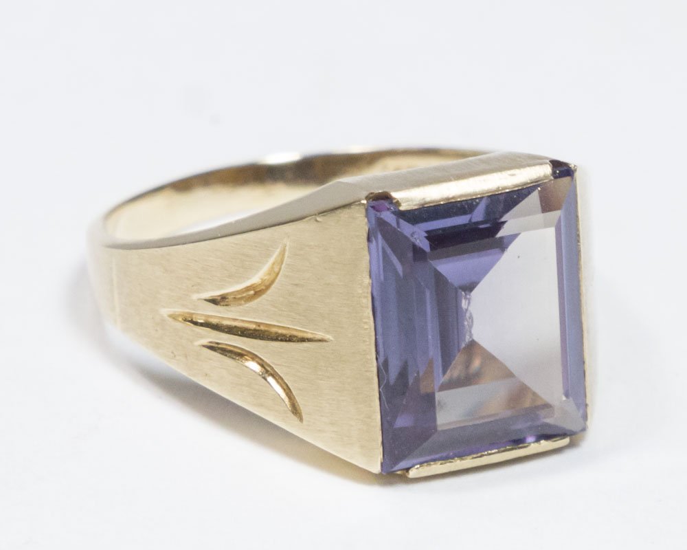 14K Gold Mens Ring with Amethyst (1 of 2)