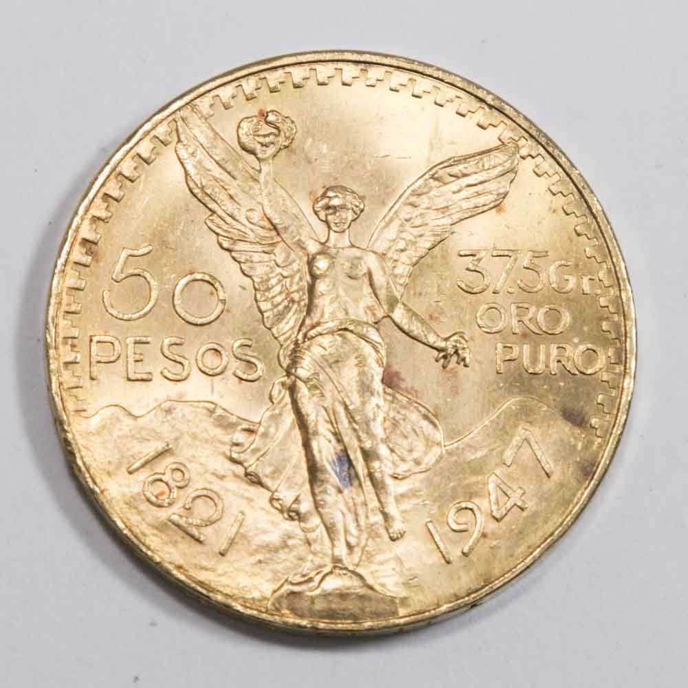 Mexican 50 Peso Gold Coin Dated 1821 1947 mexican-50-peso-gold-coin-dated-1821-1947