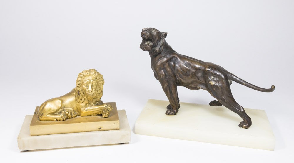 Gilt Bronze Figure of Lion & Japanese Bronze Tiger (1 of 4)
